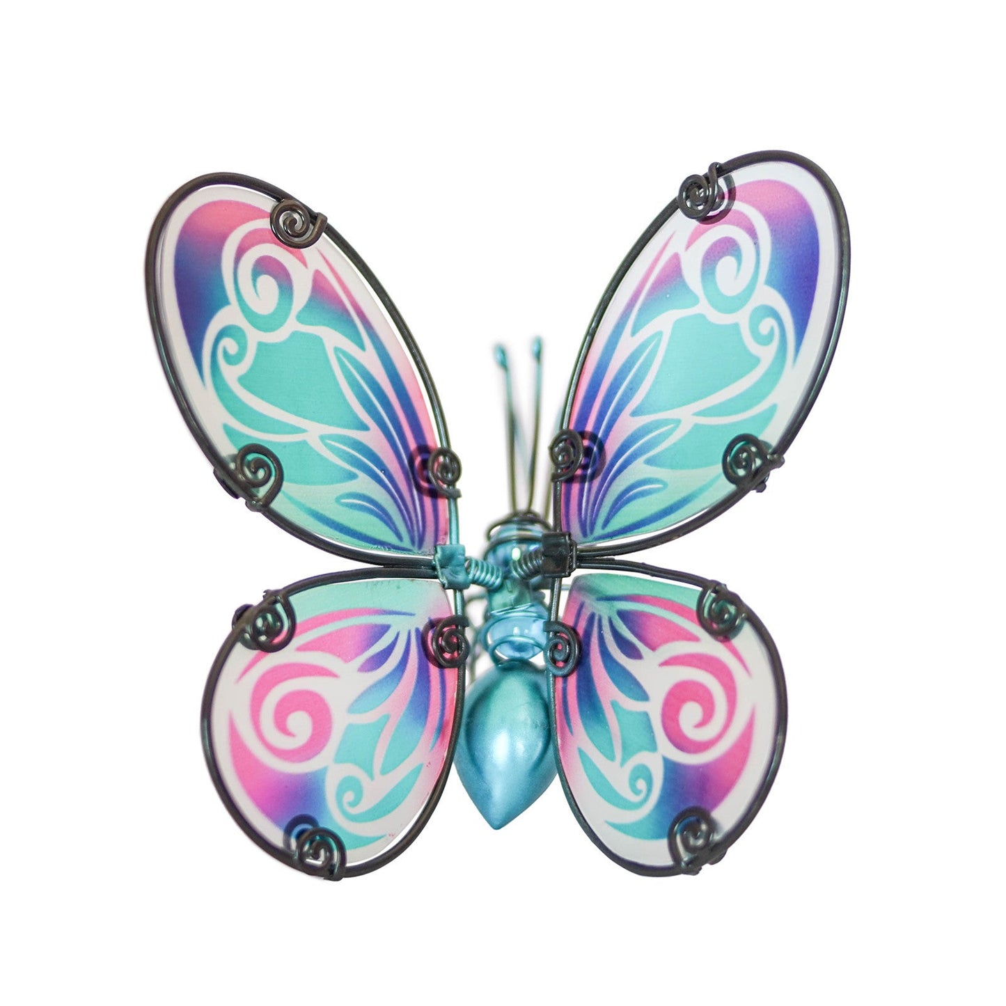 Suspension papillon fantaisie en verre - Bleu