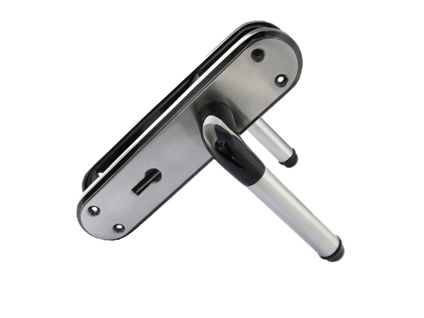 Poignée de porte à levier bicolore en nickel noir et satiné