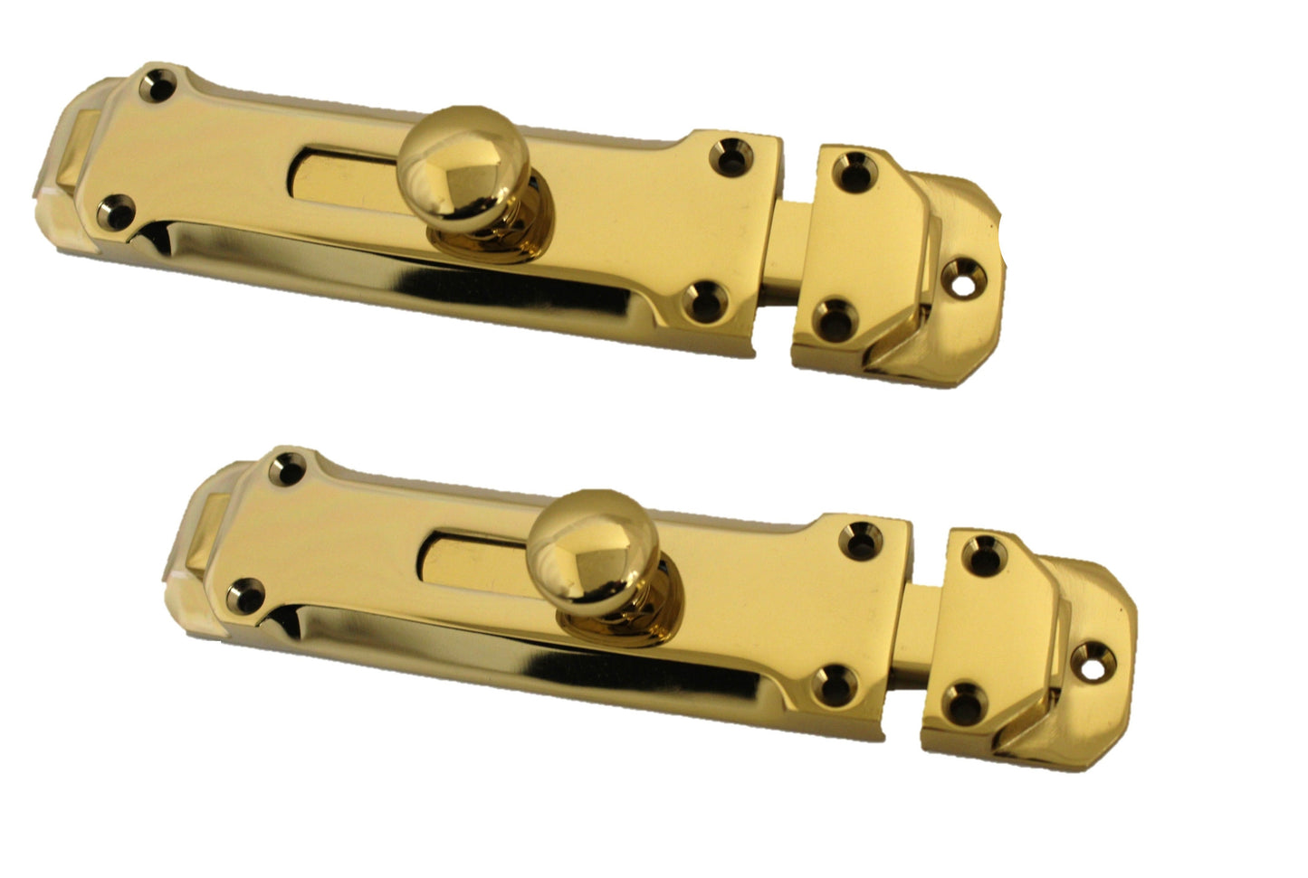 Paire de verrous de porte à pêne plat en laiton de 4" et 6"