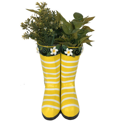 Paire de jardinières en métal Wellies - Jaune