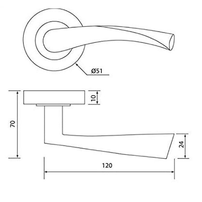 Poignées de porte Astrid à levier tournant sur rosace, nickel noir, serrure à bouton pour salle de bain, 120 mm