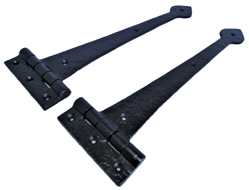 Charnières en T pour portail lourd Tudor en fonte noire de 15 po 390 mm, paire de charnières à tête de lance
