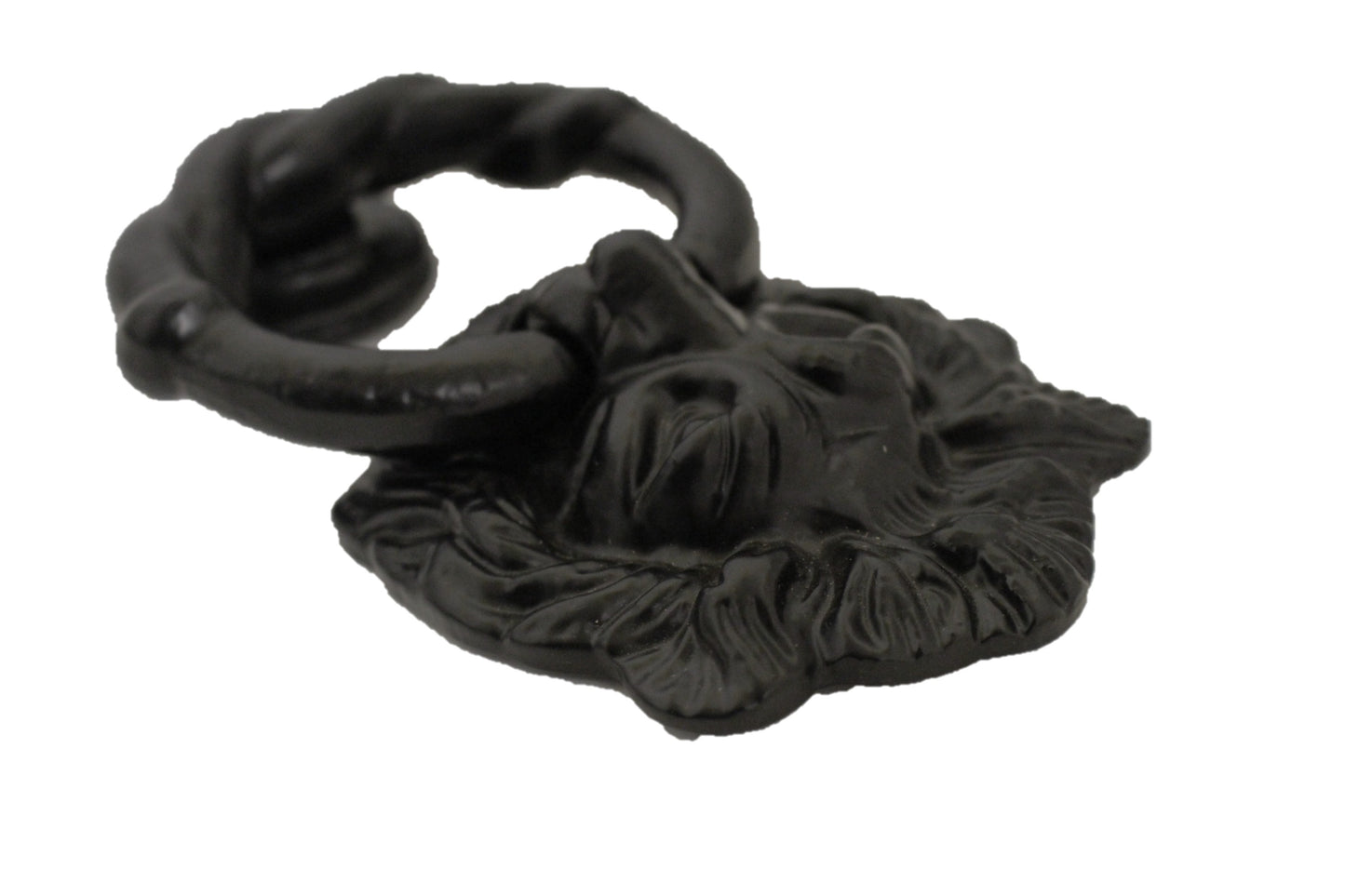 Heurtoir de porte antique en forme de tête de lion noir - Fonte noire - Robuste