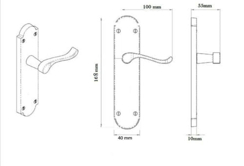 Poignée de porte Epsom à clé et levier de défilement - Pack chrome poli