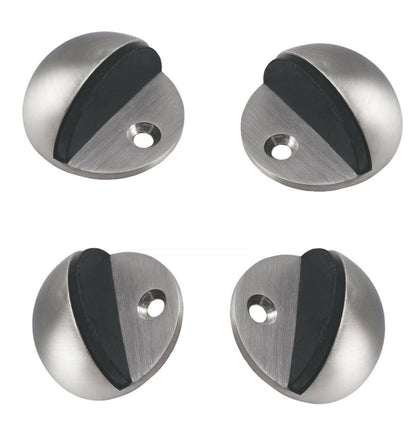 Butée de porte : 4x Butées de porte ovales en caoutchouc satiné et noir pour intérieur, montées au sol