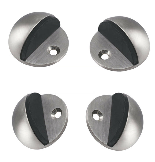 Butée de porte : 4x Butées de porte ovales en caoutchouc satiné et noir pour intérieur, montées au sol