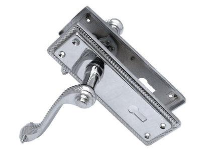 Poignées de porte chromées élégantes de style géorgien, loquet à levier, poignée de porte à bord cordé
