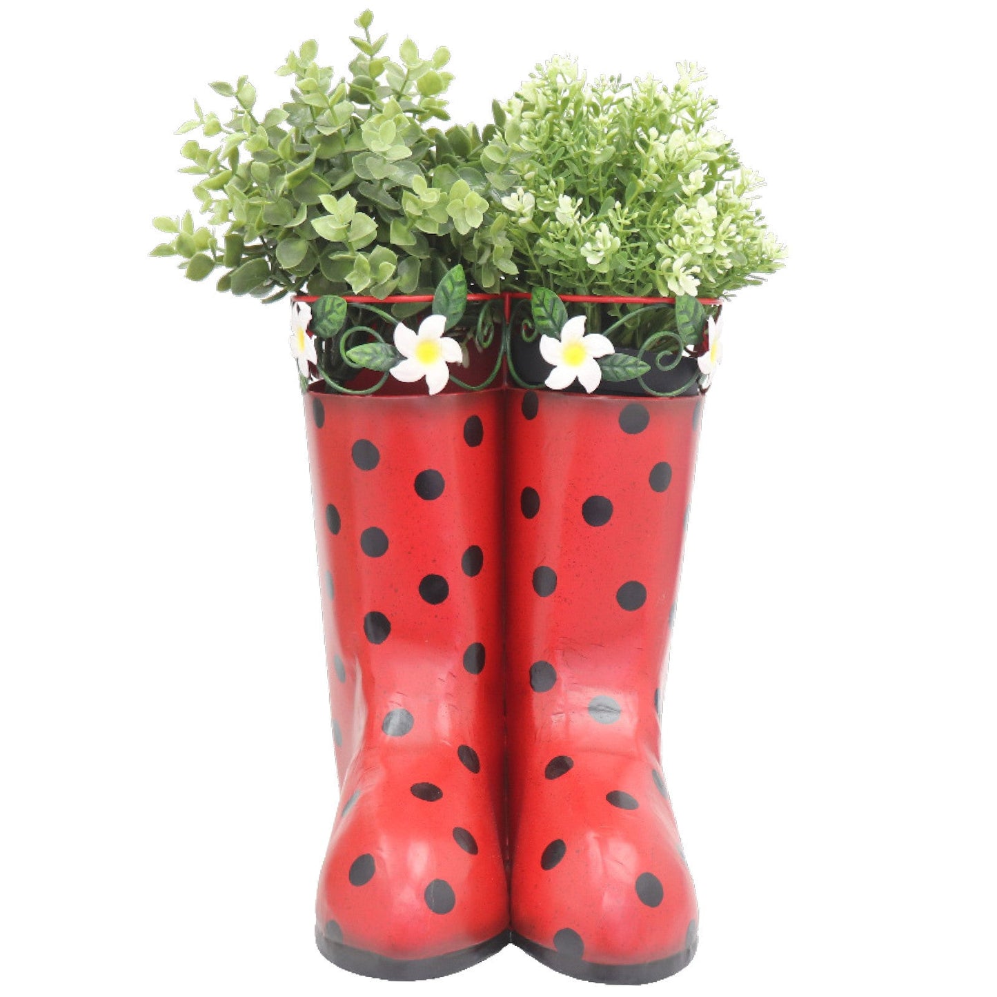 Paire de jardinières en métal Wellies - Rouge