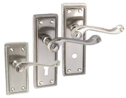 Poignées de porte élégantes en satin géorgien avec loquet à levier et bord en corde