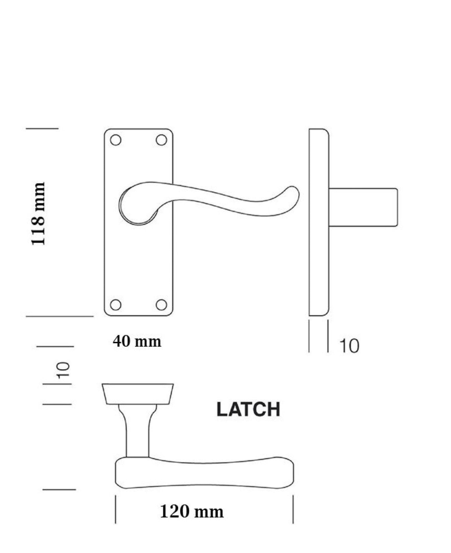 Poignée de porte multi-pack style victorien moderne, loquet à volutes - Laiton, 1/4/6 paires