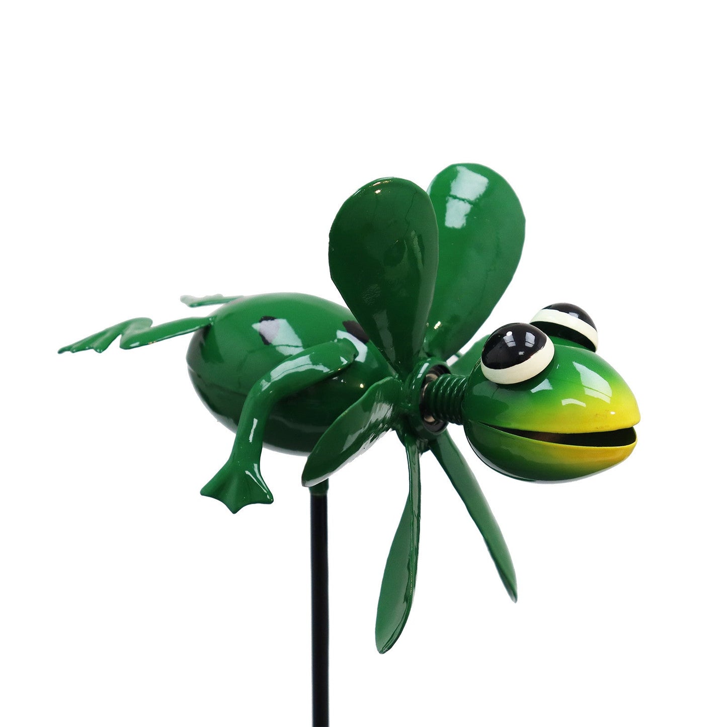 Piquet de jardin en métal en forme de grenouille tournante