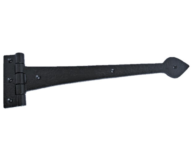 Charnières en T pour porte lourde Tudor noires 18" 450 mm, paire de charnières à tête de lance