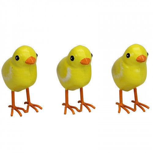 Poussins de Pâques réalistes en métal - Lot de 3