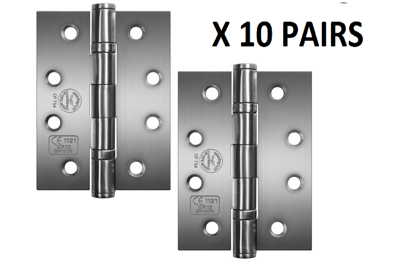 Charnières de porte coupe-feu à roulement à billes en acier inoxydable poli PERRY 100 mm - Grade 13 - Marquage CE