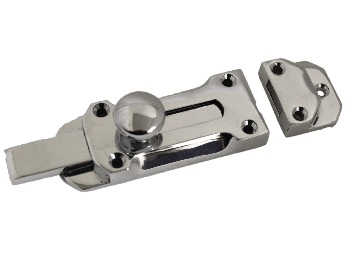Paire de verrous de porte à pêne plat de 4" et 6" Chromé