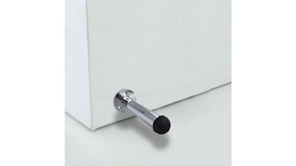 Butée de porte droite et longue en chrome poli pour plinthe murale