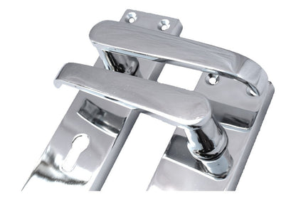 Poignées de porte à levier droit, serrure, clés, charnières - Chrome 150 x 40 mm