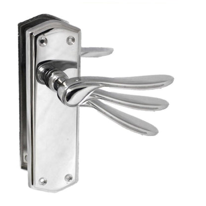 Poignées de porte stellaires en chrome poli sur plaque arrière, serrure à loquet, poignées de salle de bain