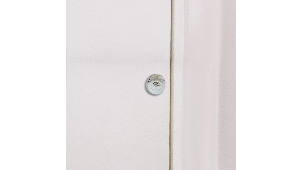Porte de WC de salle de bain avec bouton rotatif et déverrouillage au pouce, chrome poli