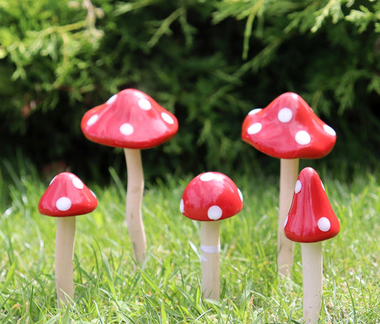 (Lot de 5) Mini champignons tintants en céramique