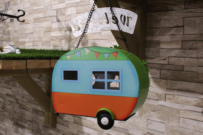 Nichoir en métal Funky pour caravane - Vert et orange
