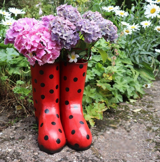 Paire de jardinières en métal Wellies - Rouge