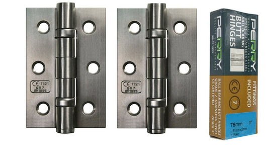 Charnières à billes en acier inoxydable PERRY SATIN 75 mm - Grade 7 - Marquage CE