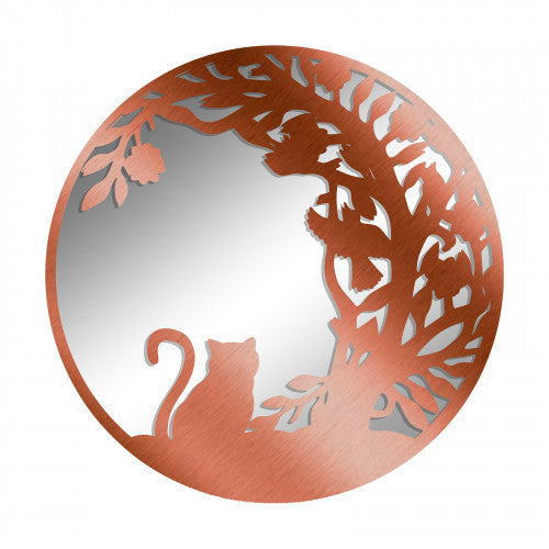 Miroir rond en métal en forme de silhouette de chat - Bronze noir