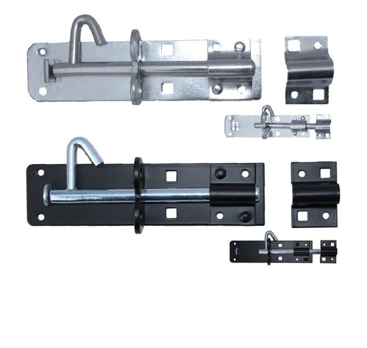 Paire de verrous Brenton 4/6/8 pouces - Noir et zinc - Porte de jardin robuste pour abri de jardin