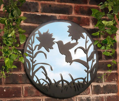 Miroir silhouette de colibri en vol en métal noir