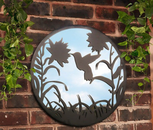 Miroir silhouette de colibri en vol en métal noir
