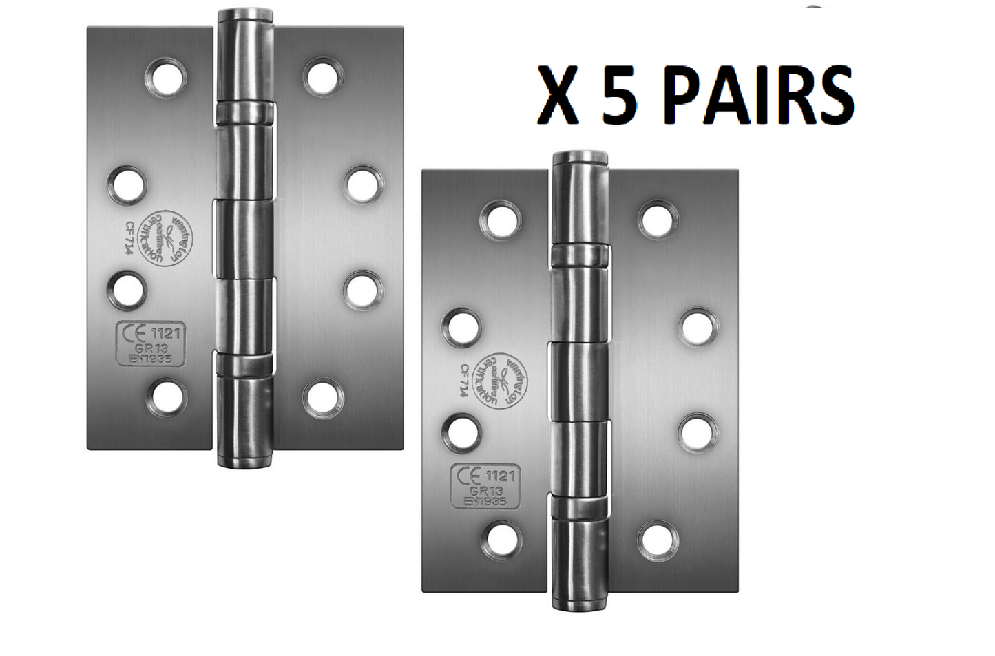 Charnières de porte coupe-feu à roulement à billes en acier inoxydable poli PERRY 100 mm - Grade 13 - Marquage CE