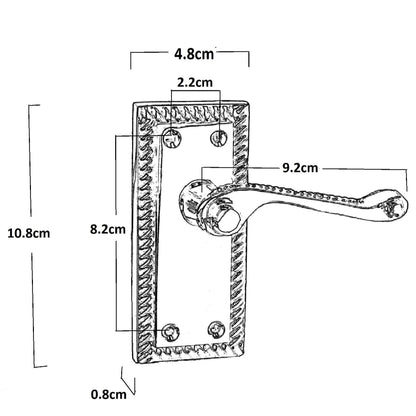 Poignées de porte élégantes en satin géorgien avec loquet à levier et bord en corde