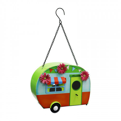 Nichoir en métal Funky pour caravane - Vert et orange