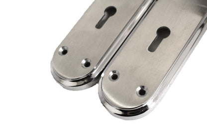 Poignée de porte à levier bicolore chromée et satinée