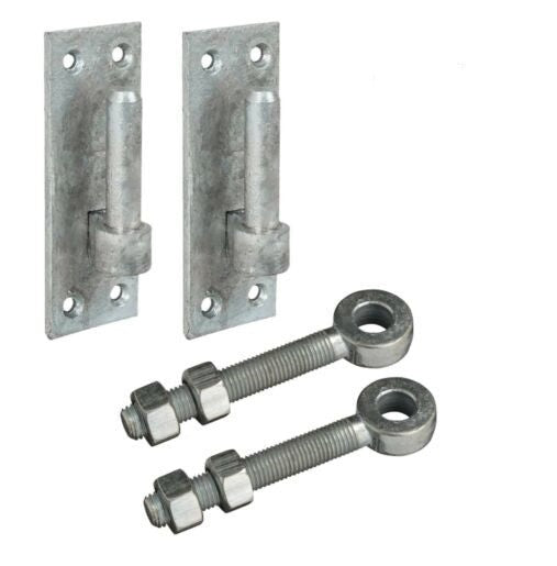 Paire de supports à goupille de 16 mm et 16 boulons à œil réglables de 100 mm galvanisés