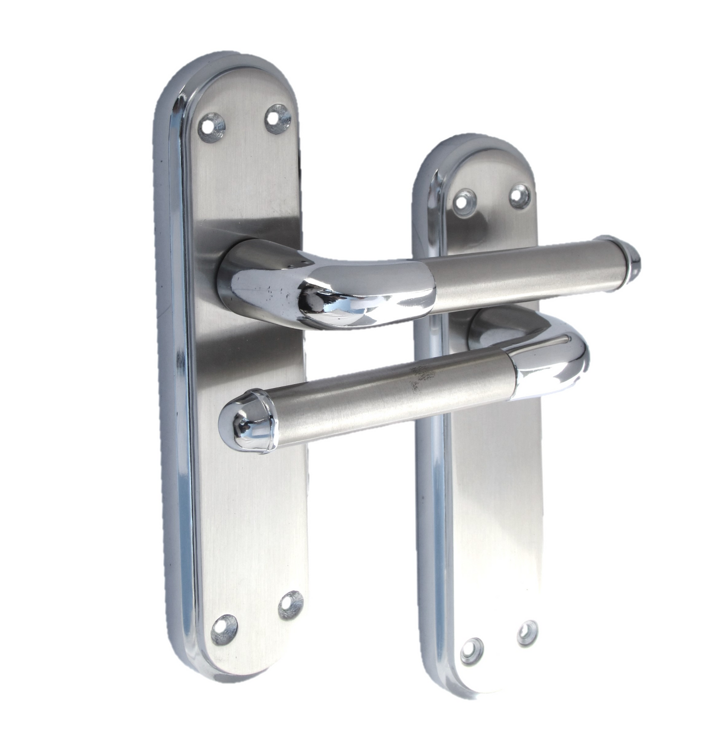 Poignées de porte chromées satinées bicolores Marina Deluxe, lot de 1/5/10 paires