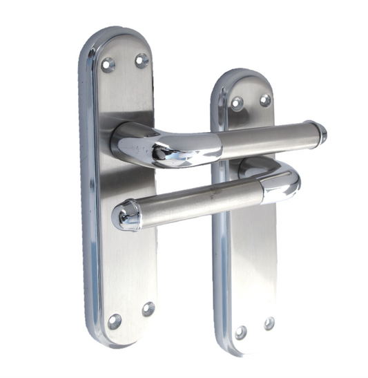 Poignées de porte chromées satinées bicolores Marina Deluxe, lot de 1/5/10 paires