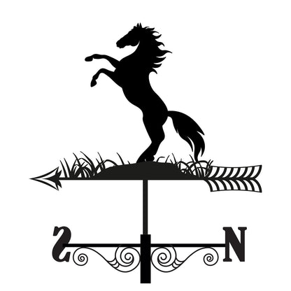 Girouette en métal représentant une silhouette de cheval cabré