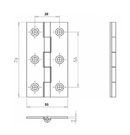 Charnières de porte noires mates de 75 mm (3 po) - Pack multiple