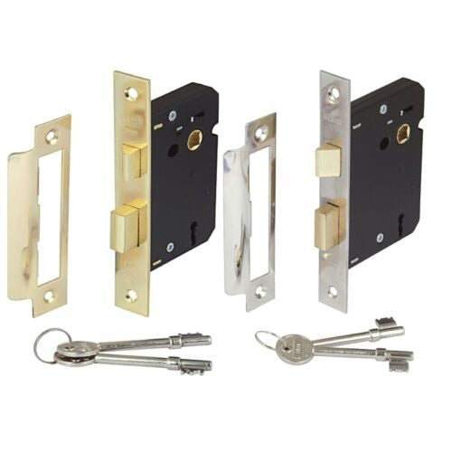 Serrure de porte à guillotine à 3 leviers, 2,5 pouces, laiton chromé