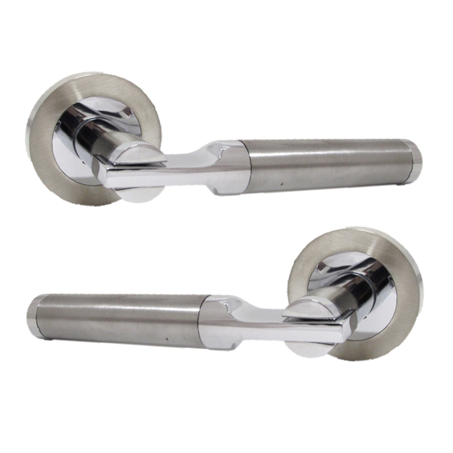 Poignées de porte Electra à levier sur rosace Duo - Pack de loquets chromés satinés 140 mm