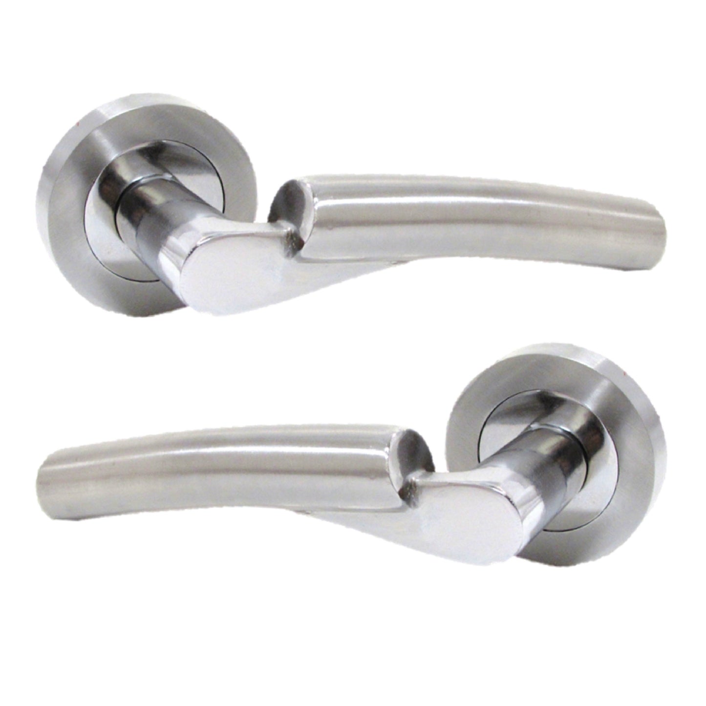 Poignées de porte Verona à levier sur rosace Duo - Chrome satiné 120 mm 