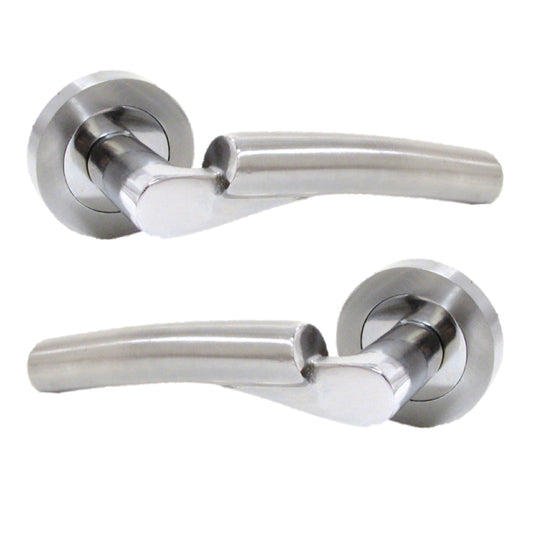 Poignées de porte Verona à levier sur rosace Duo - Chrome satiné 120 mm 
