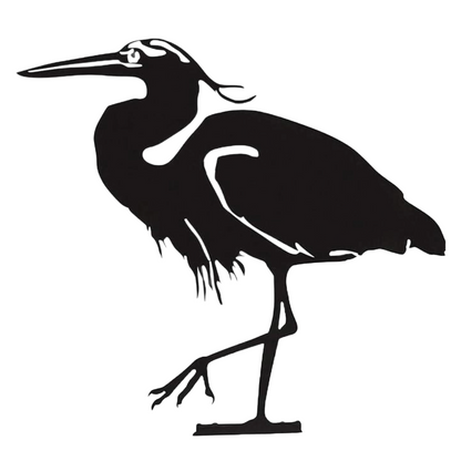 Silhouette de jardin de héron avec plaque de fixation, noir, 45 x 45 x 1,2 cm