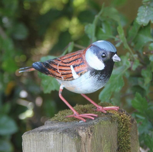 Ornement de jardin en métal en forme de moineau domestique