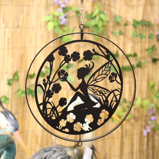 Toupie orbitale suspendue en forme de silhouette de fée - Bronze noir