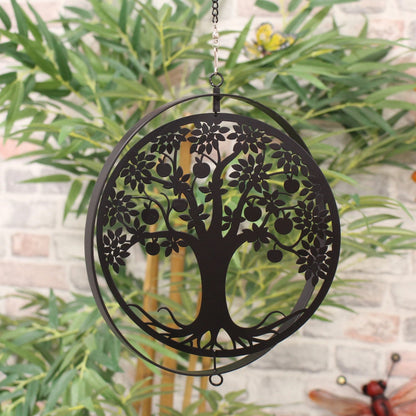 Silhouette de pommier en métal à suspendre, toupie orbitale
