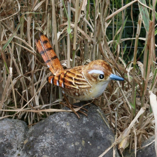 Sculpture de jardin en métal représentant un troglodyte - Charmante décoration d'extérieur - Cadeau idéal pour les amoureux des oiseaux et les passionnés de jardinage