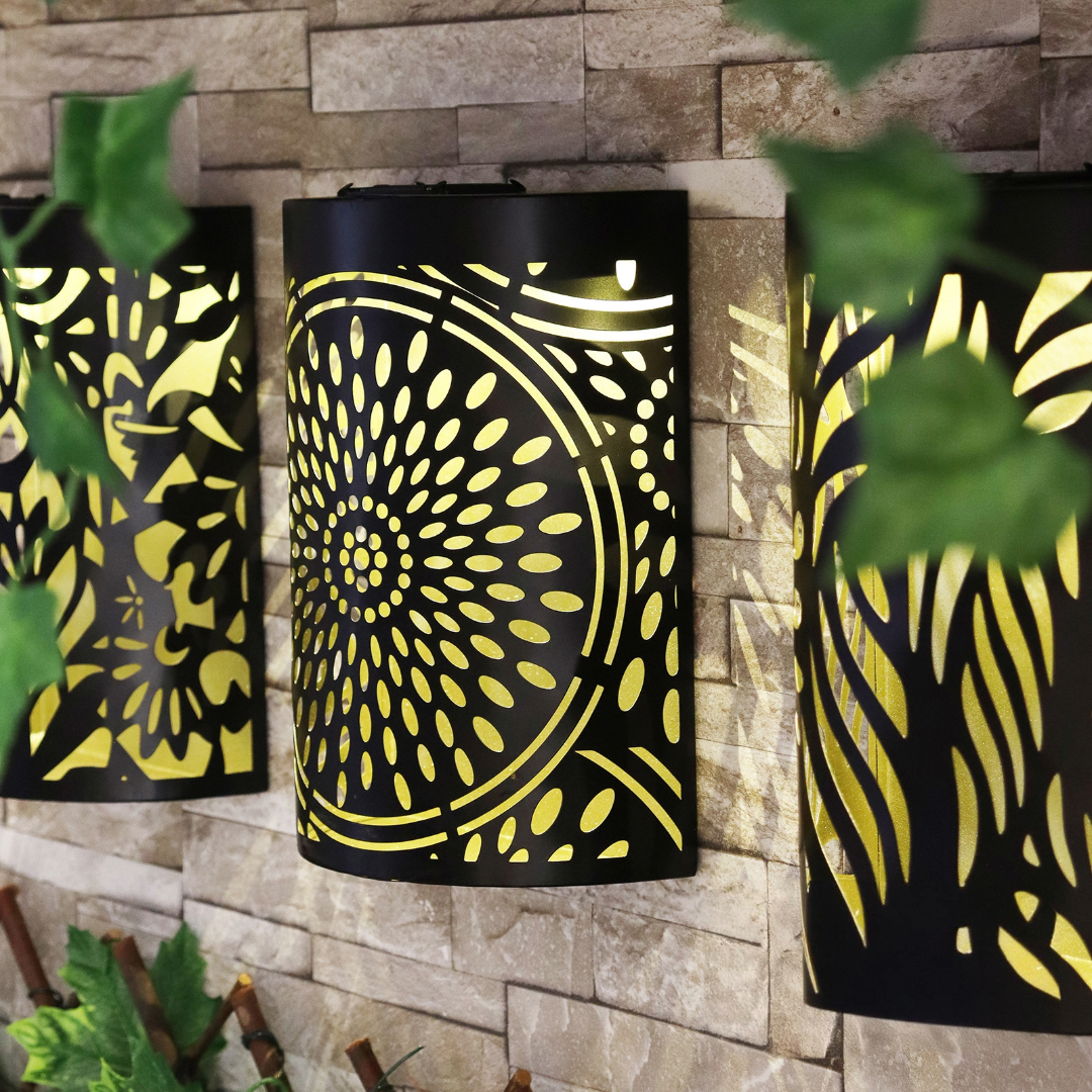 Applique murale solaire marocaine incurvée à LED en métal pour jardin